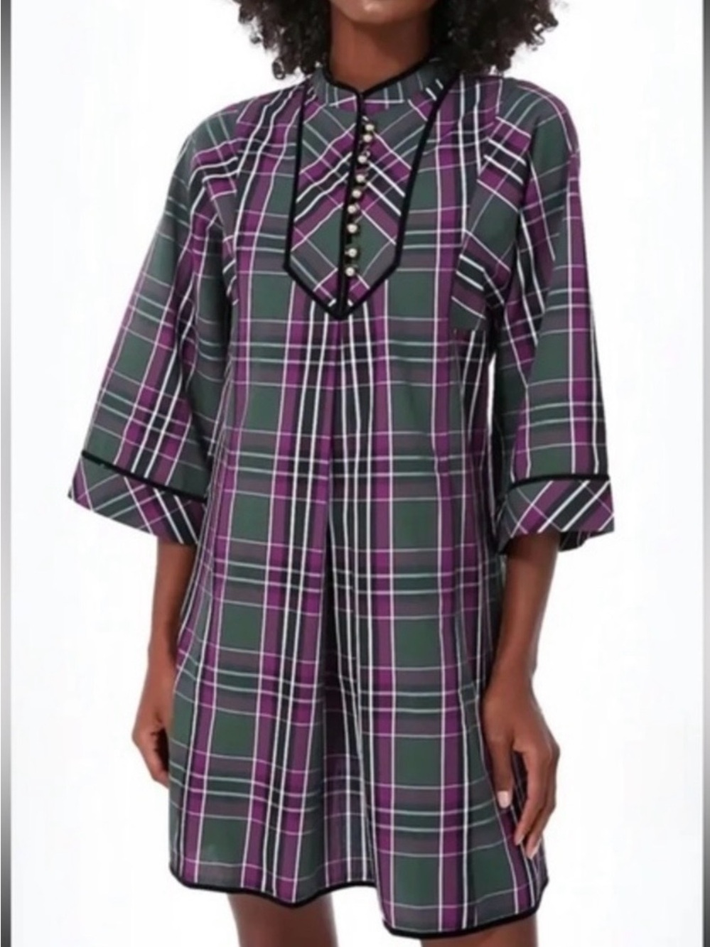 Tuckernuck Aubergine Tartan Indre Dress Women's Plaid Shift Tunic Dress